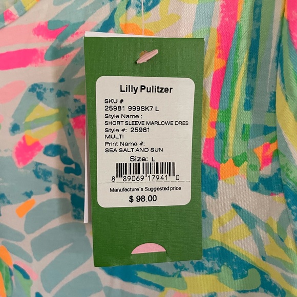 LILLY PULITZER Marlowe Dress NWT Size Large Sea Salt Sun NWT - Picture 4 of 9